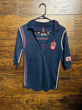 Alp n Rock. Rare! Navy Polo Top with Red Embroidered Crest